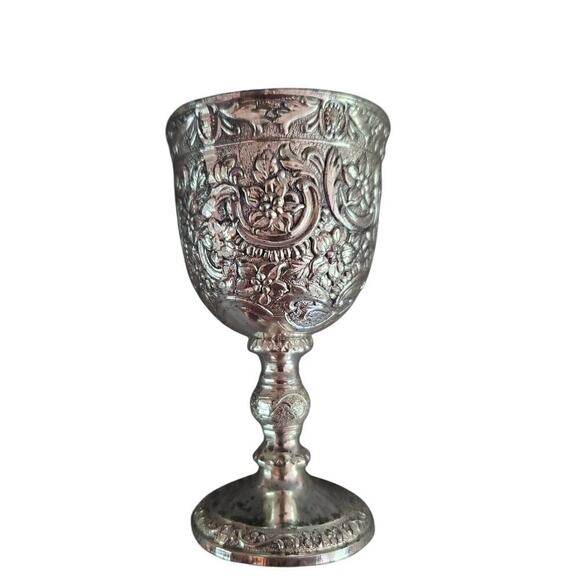 Raimond Silverplated Repousse High Relief Ornate Goblet Box Set of 6 Japan - Picture 3 of 12
